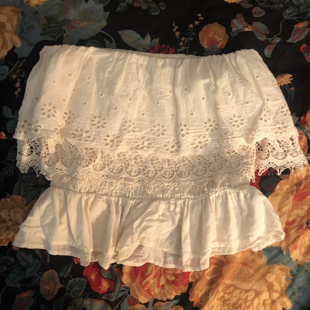 American Eagle Strapless White Crop Top